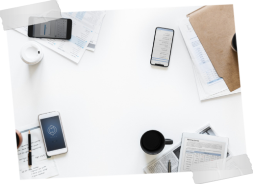 Cellphones, Cup of Coffee, Open Book and Note